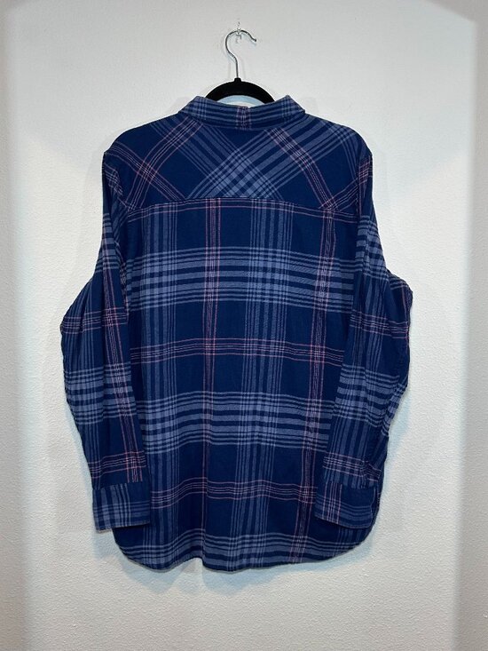 Orvis Shirt Women's Blue Plaid Long Sleeve Button Up Shirt Size Extra Large - Picture 2 of 6